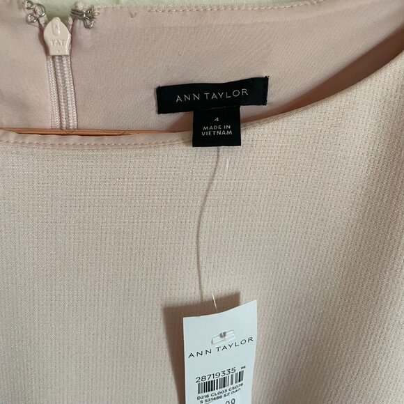 Ann Taylor | Blush Pink Doubleweave Flounce Flutter-Sleeve Dress 4 NWT - Picture 6 of 8